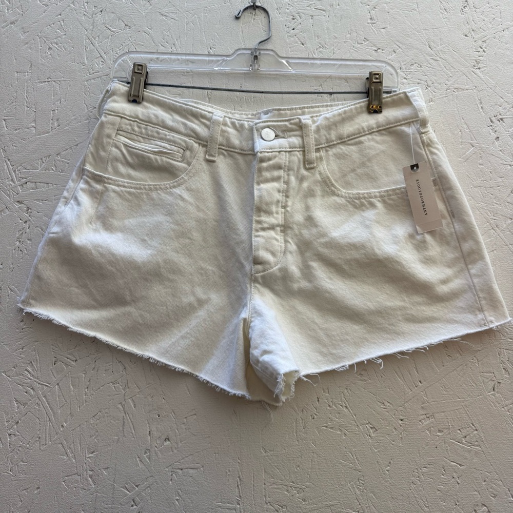 Anthropologie Pilcro White Raw Hem Jean Shorts Size 28 100% Cotton Cowgirl Rodeo